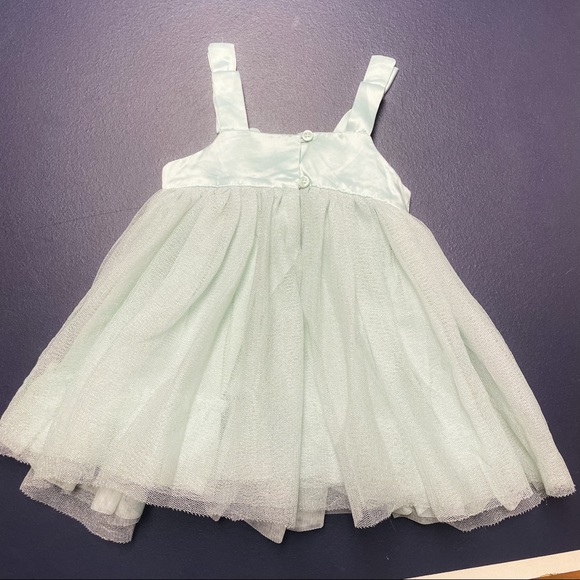 Gap Baby Girl Turquoise Floral Bow Tulle Formal Dress Baby Size 6-12M - Picture 6 of 8
